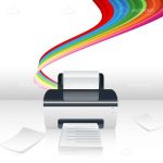 Printer Machine with Multicolor Band Background